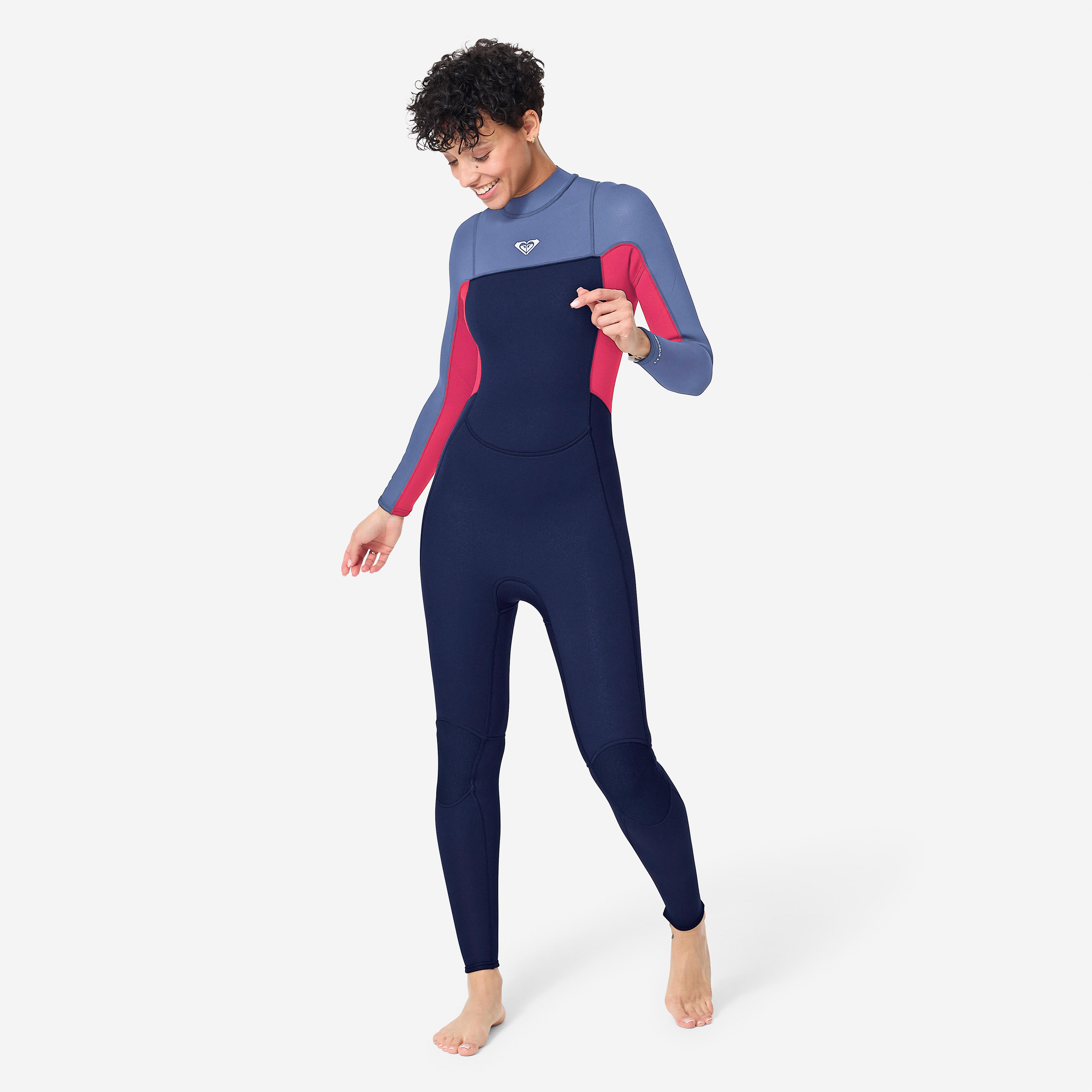 Roxy Neoprenanzug Surfen Damen Rückenreißverschluss Prologue 4/3 mm blau/rosa