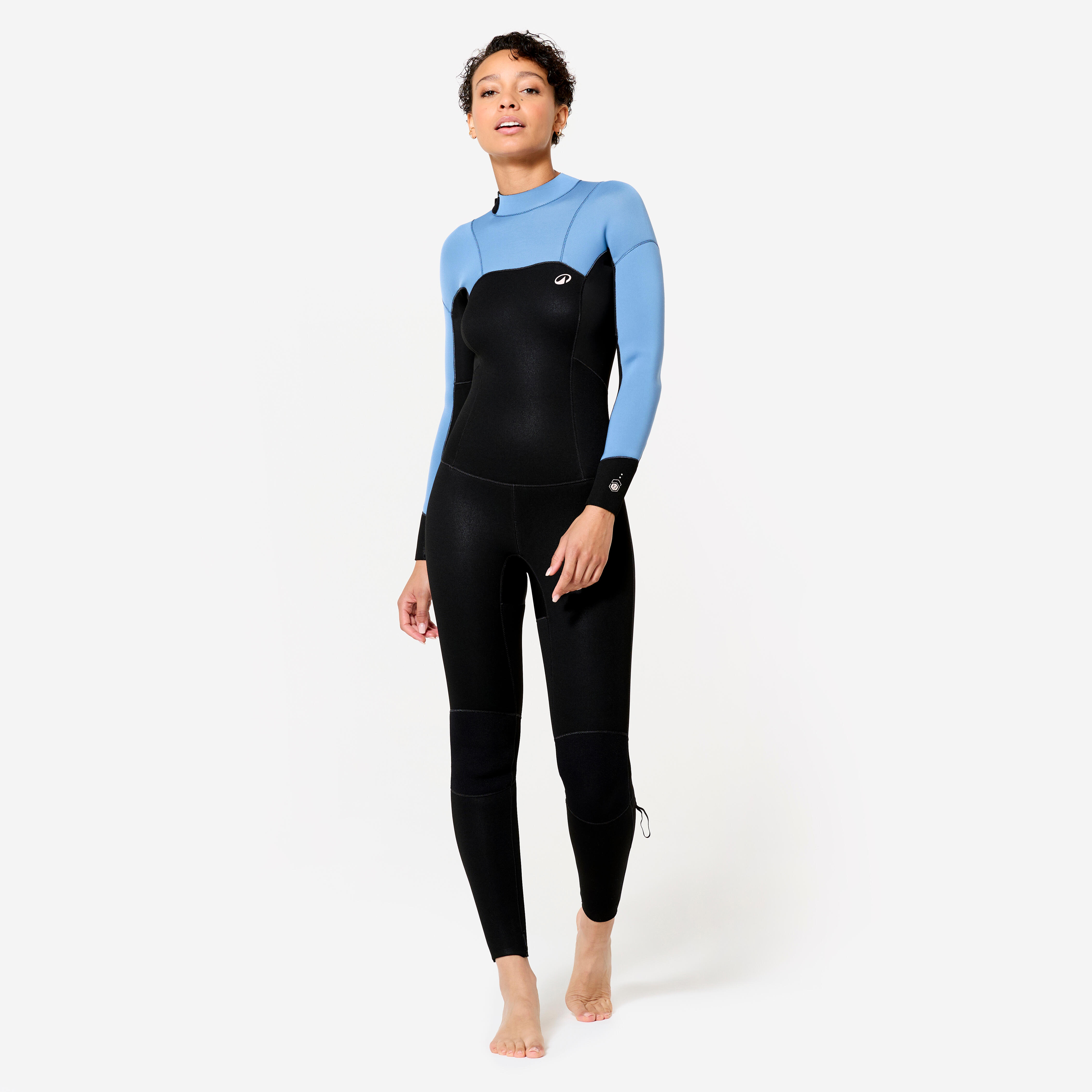OLAIAN Neoprenanzug Surfen Damen Backzip  500 3/2 mm schwarz/blau