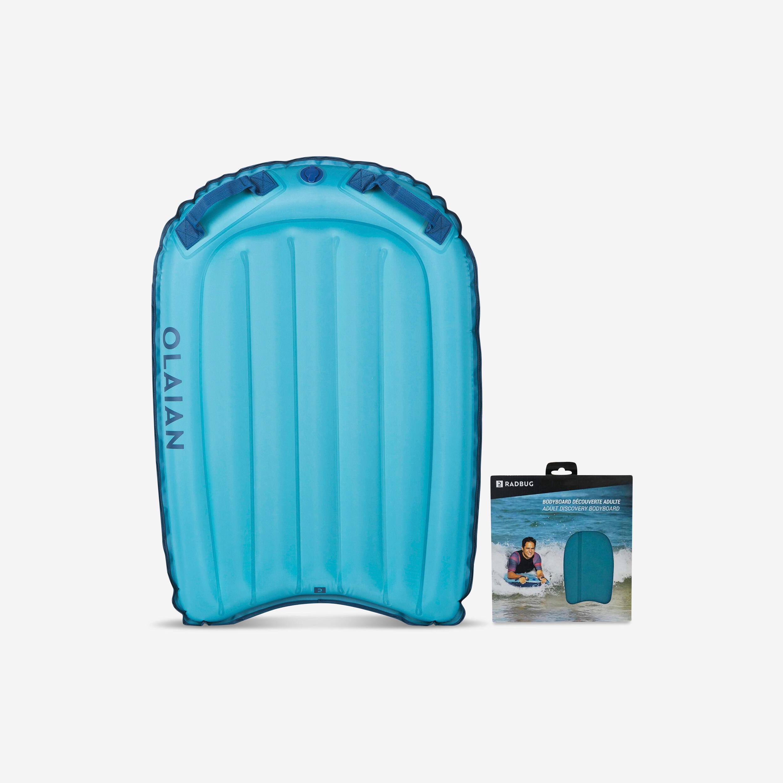 OLAIAN Bodyboard aufblasbar Discovery Einsteiger 25 bis 90 kg - Compact blau