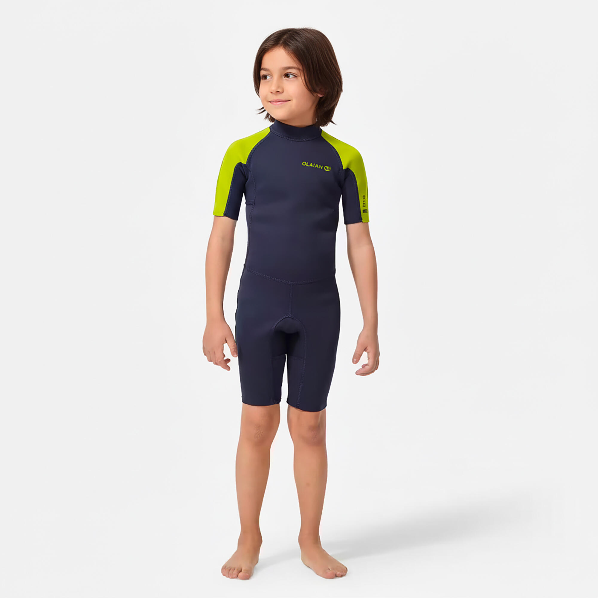 OLAIAN Neoprenanzug Shorty Surfen Kinder 100 1,5mm blau/gelb