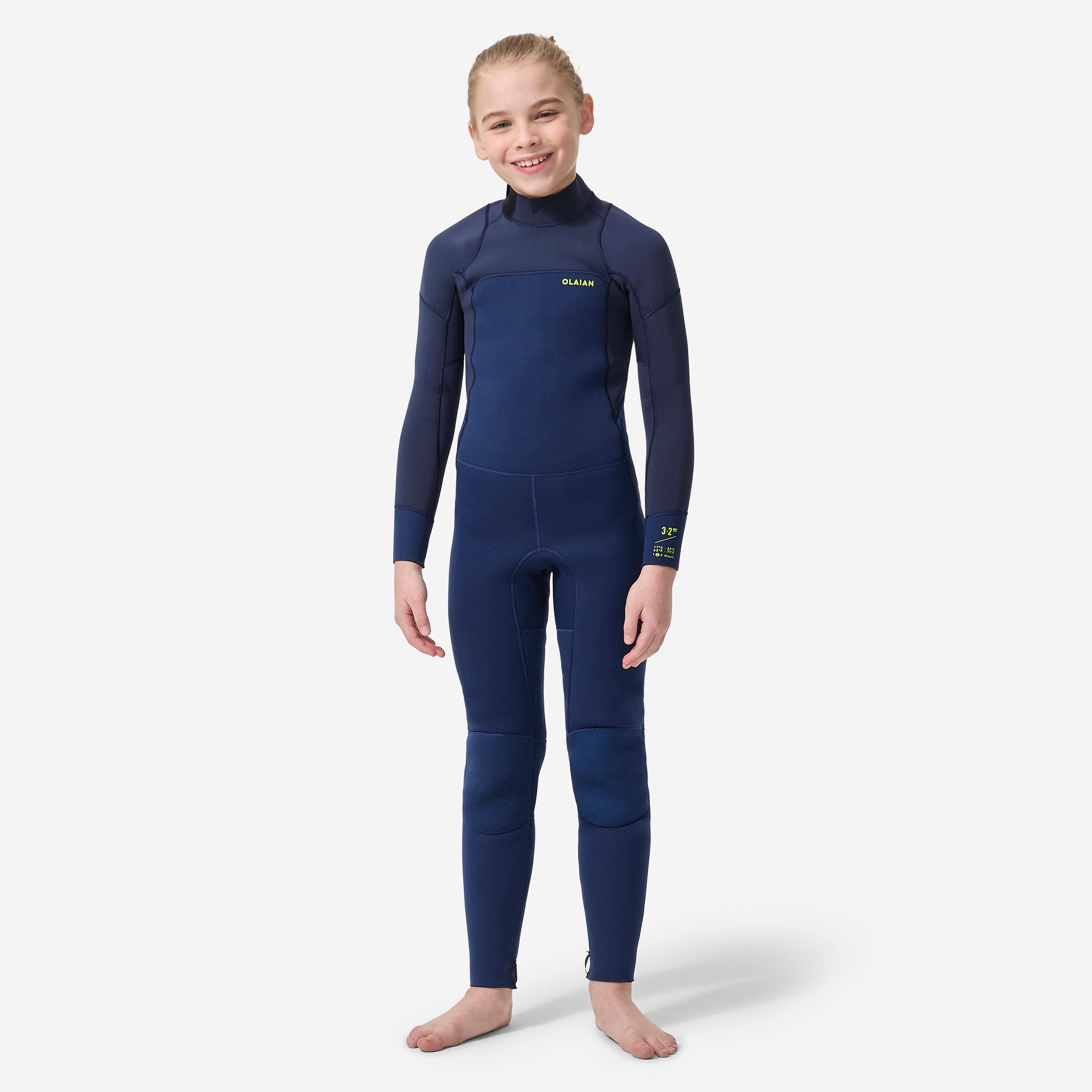 OLAIAN Neoprenanzug Surfen Kinder Rückenreißverschluss 3/2 mm blau/schwarz