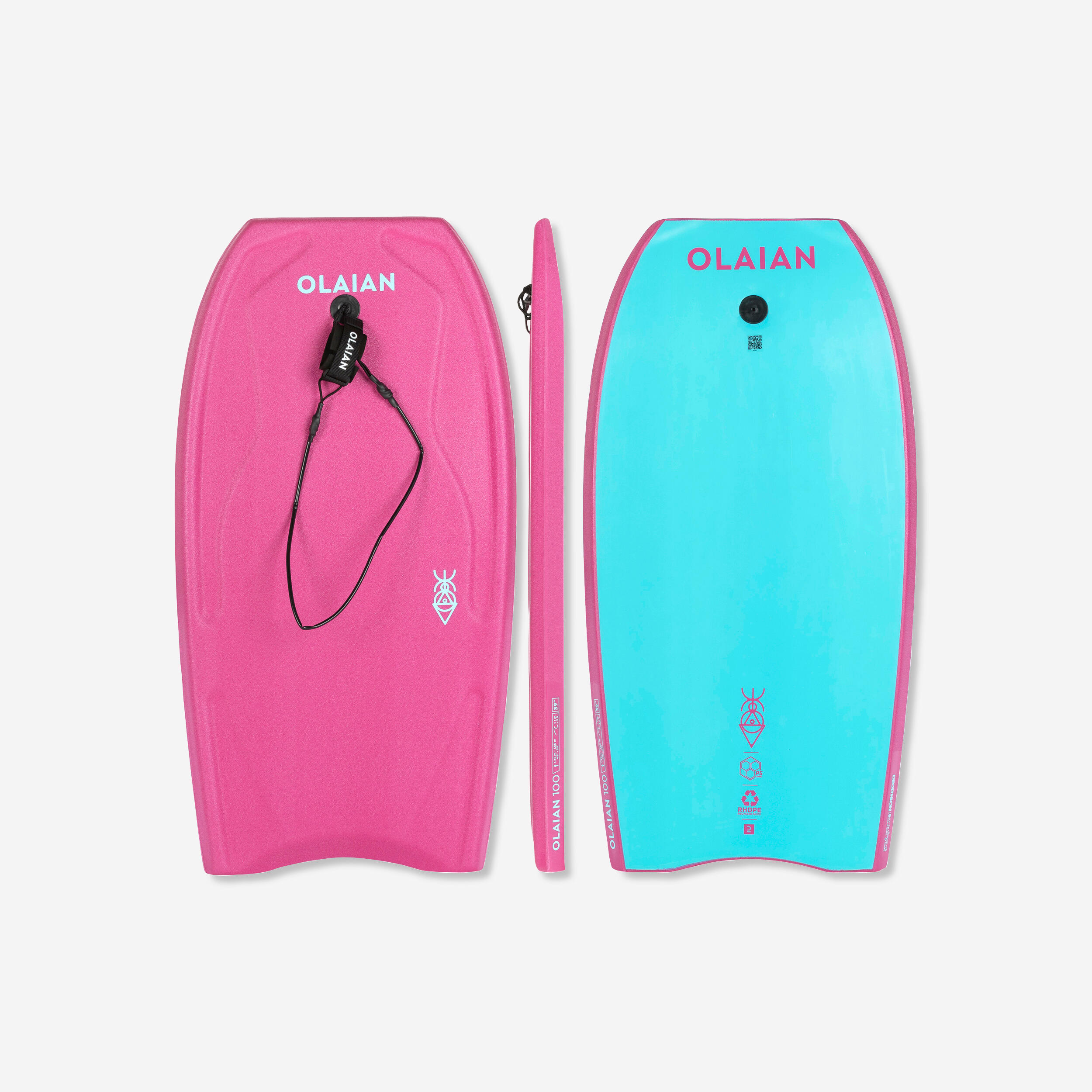 OLAIAN Bodyboard Einsteiger Boden aus Polyethylen (PE) high-density 100 rosa