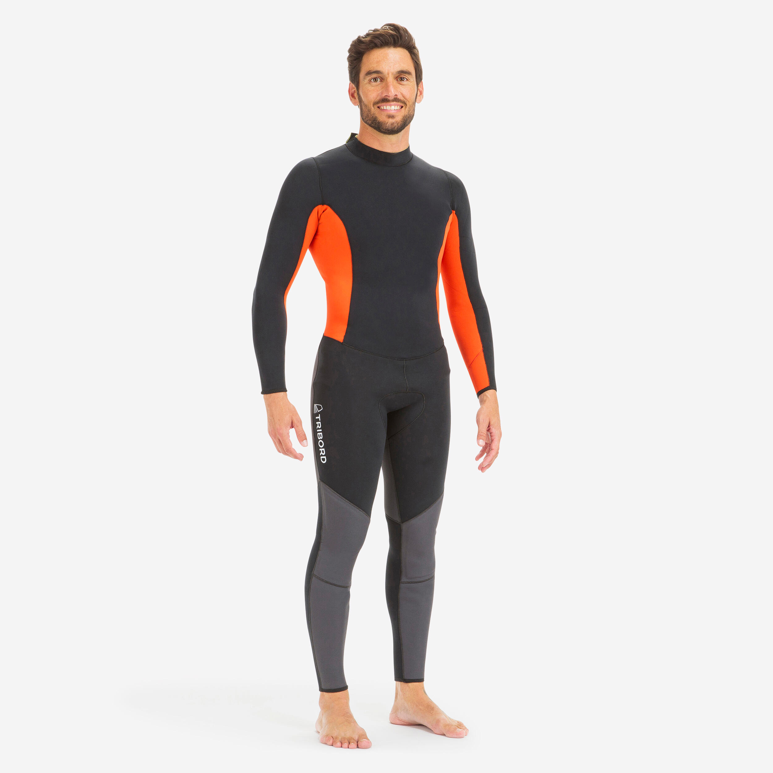 TRIBORD Neoprenanzug Segeln Jolle Katamaran Herren 500 3/2 mm schwarz/orange