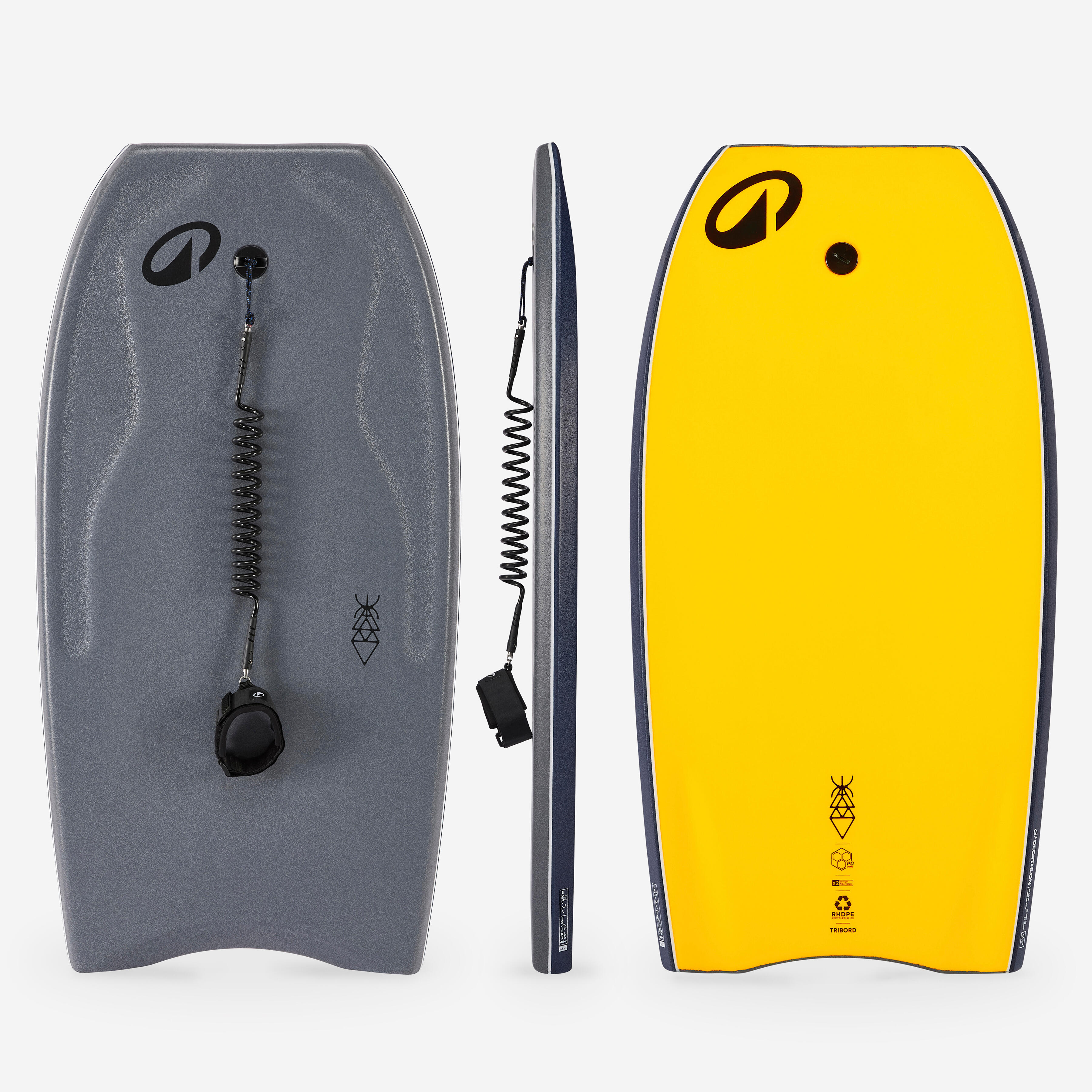 Decathlon Bodyboard Fortgeschrittene Double Stringer 500 grau/gelb