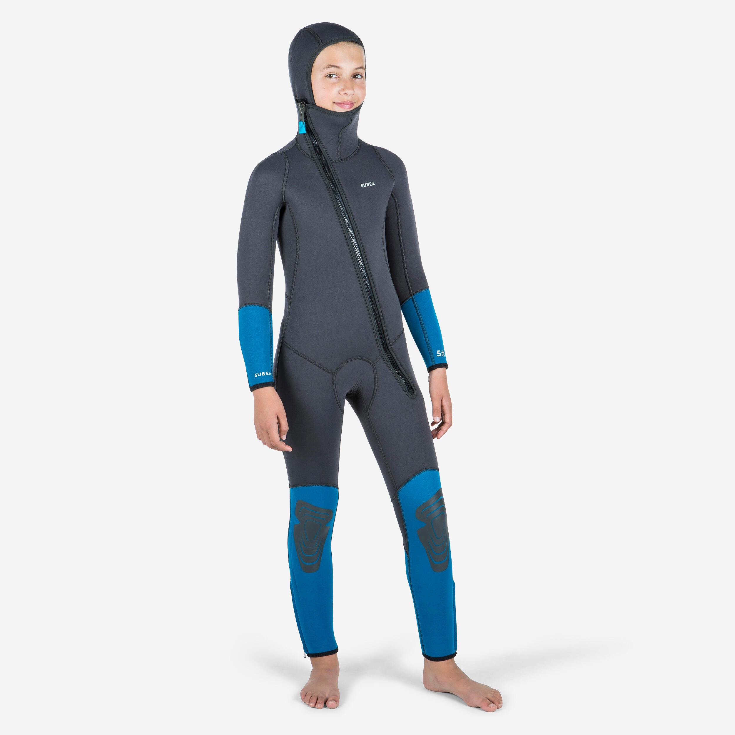 Decathlon Neoprenanzug Frontzip Tauchen Kinder 100 5 mm grau/blau
