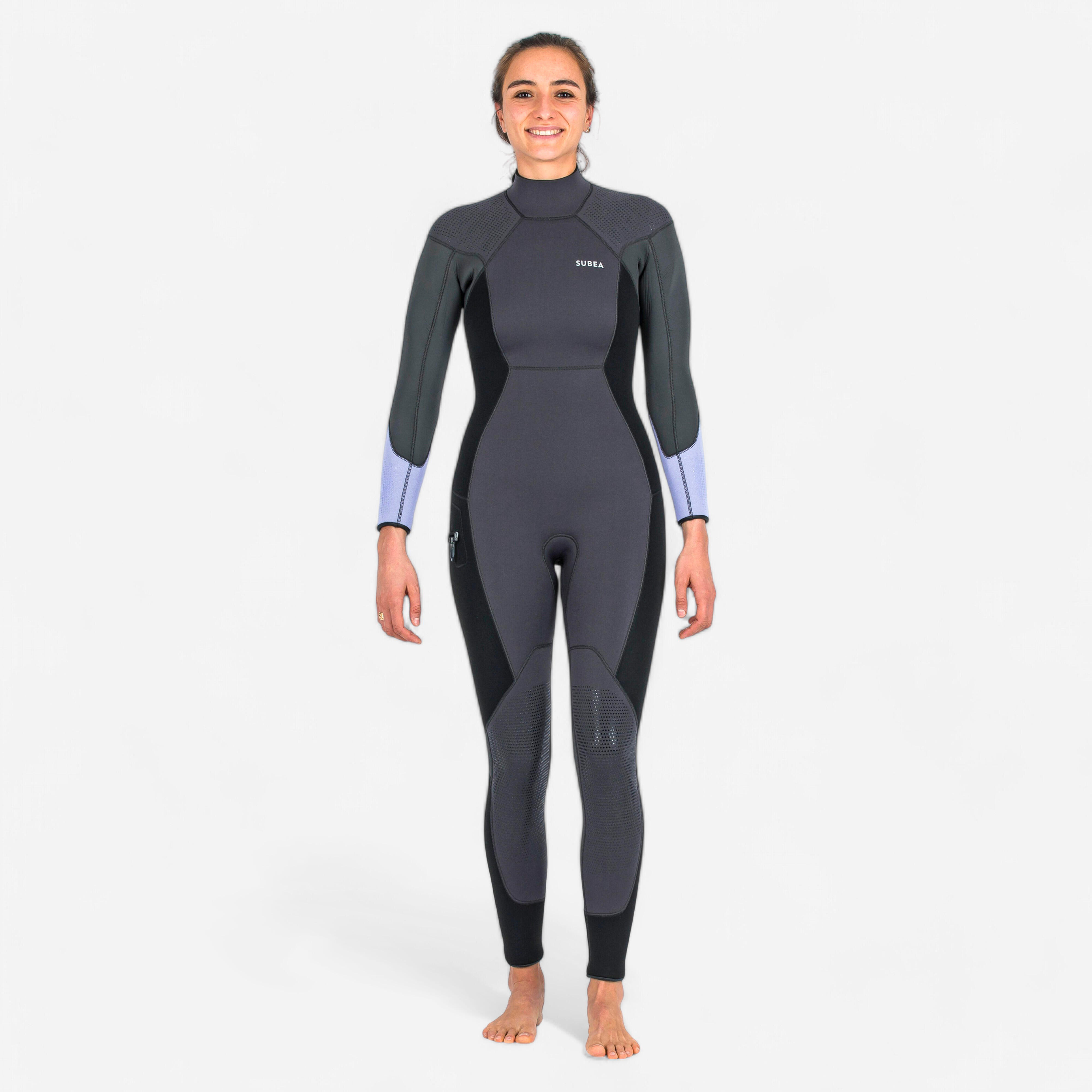 Decathlon Neoprenanzug Tauchen Damen 900 5 mm schwarz/lila